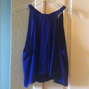 Blue high neck blouse